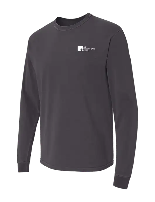 Comfort Colors Garment-Dyed Dark Grey Heavyweight Long Sleeve T-Shirt w/My Urgent Care Logo