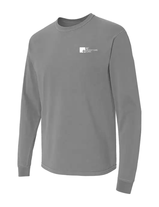 Comfort Colors Garment-Dyed Medium Grey Heavyweight Long Sleeve T-Shirt w/My Urgent Care Logo