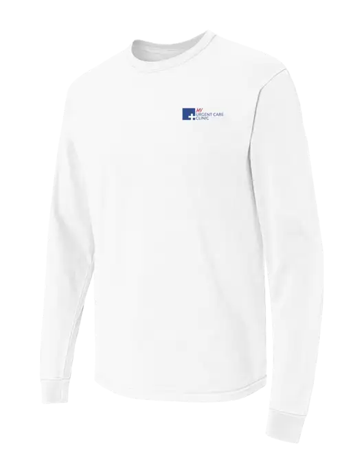 Comfort Colors Garment-Dyed White Heavyweight Long Sleeve T-Shirt w/My Urgent Care Logo