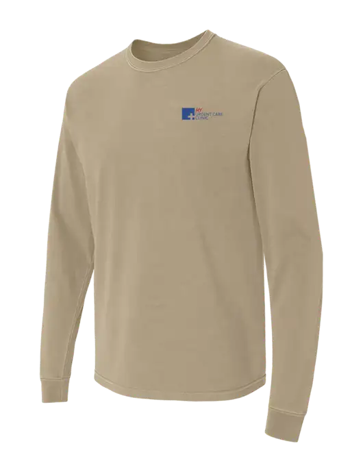 Comfort Colors Garment-Dyed Tan Heavyweight Long Sleeve T-Shirt w/My Urgent Care Logo