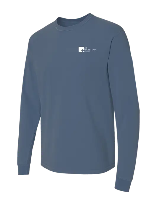 Comfort Colors Garment-Dyed Blue Slate Heavyweight Long Sleeve T-Shirt w/My Urgent Care Logo