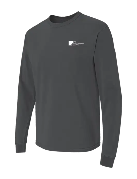 Comfort Colors Garment-Dyed Dark Grey Heather Heavyweight Long Sleeve T-Shirt w/My Urgent Care Logo