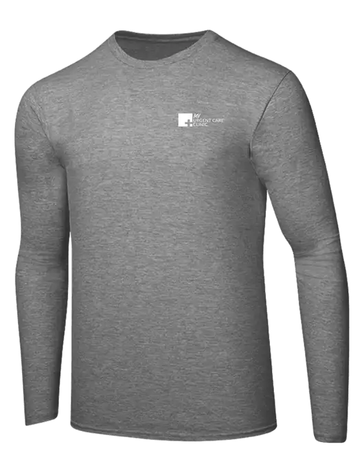 Ring Spun Light Heather Grey 4.5 oz Long Sleeve T-Shirt w/My Urgent Care Logo