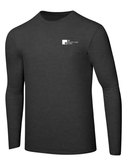 Ring Spun Dark Heather Grey 4.5 oz Long Sleeve T-Shirt w/My Urgent Care Logo