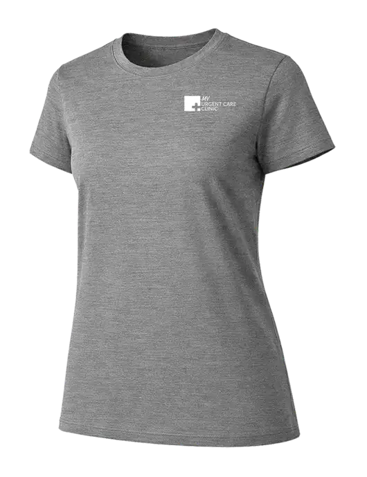 Womens Ring Spun Light Grey Heather 4.5 oz T-Shirt w/My Urgent Care Logo