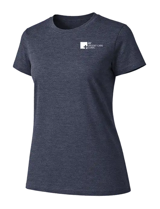 Womens Ring Spun Heather Navy 4.5 oz T-Shirt w/My Urgent Care Logo