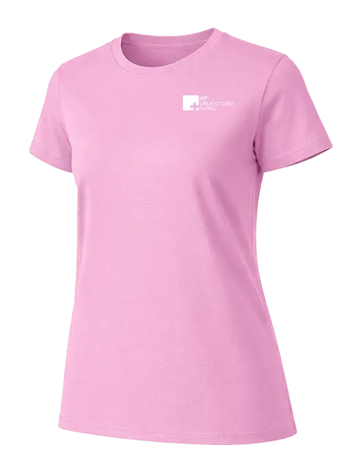 Womens Ring Spun Candy Pink 4.5 oz T-Shirt w/My Urgent Care Logo