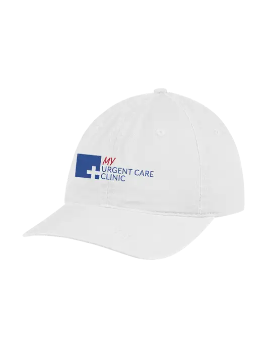 Garment Washed Unstructured Twill White Cap w/My Urgent Care Logo