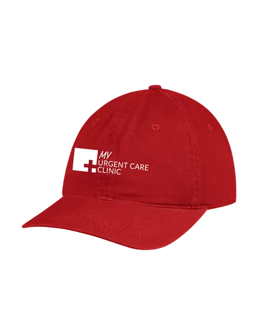 Garment Washed Unstructured Twill Red Cap w/My Urgent Care Logo