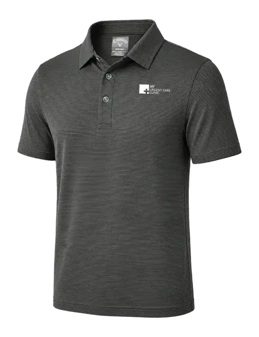 Callaway Black Fine Line Stripe Polo w/My Urgent Care Logo