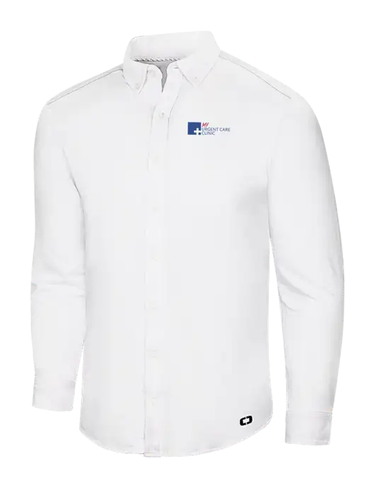 OGIO Bright White Modern Code Stretch Button-Up Shirt w/My Urgent Care Logo