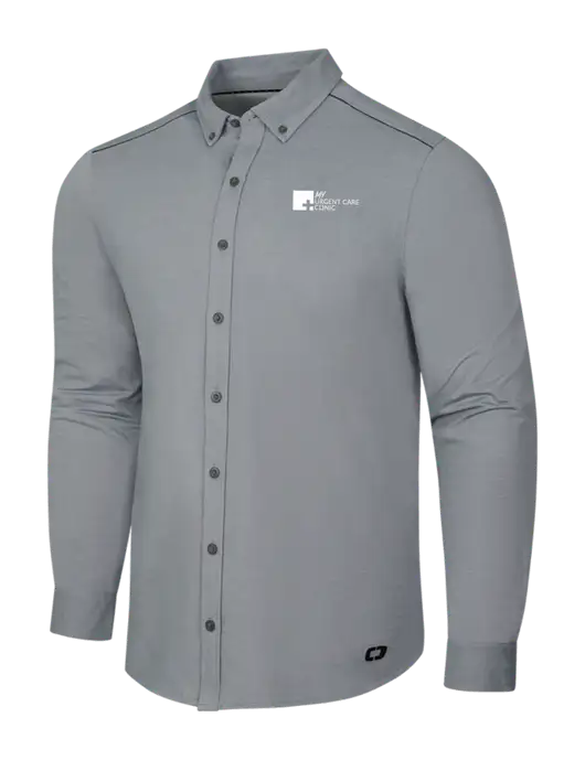 OGIO Medium Grey Heather Modern Code Stretch Button-Up Shirt w/My Urgent Care Logo