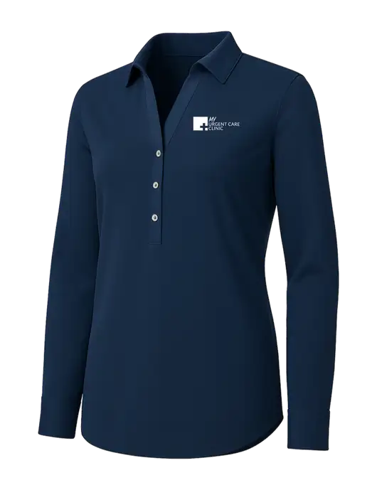 Womens Navy City Stretch Shirt w/My Urgent Care Logo