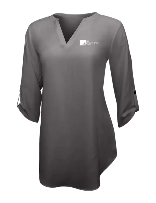Dark Grey Womens 3/4 Sleeve Tunic Blouse w/My Urgent Care Logo