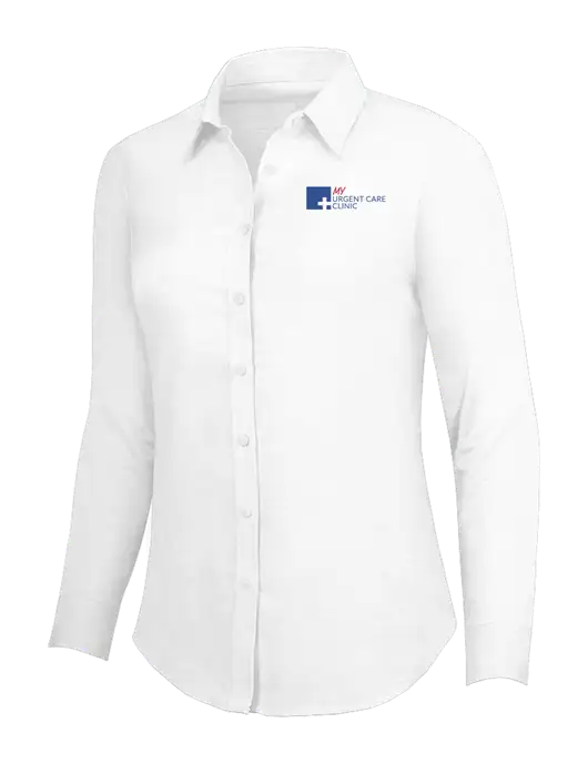 White Womens SuperPro Oxford Shirt w/My Urgent Care Logo