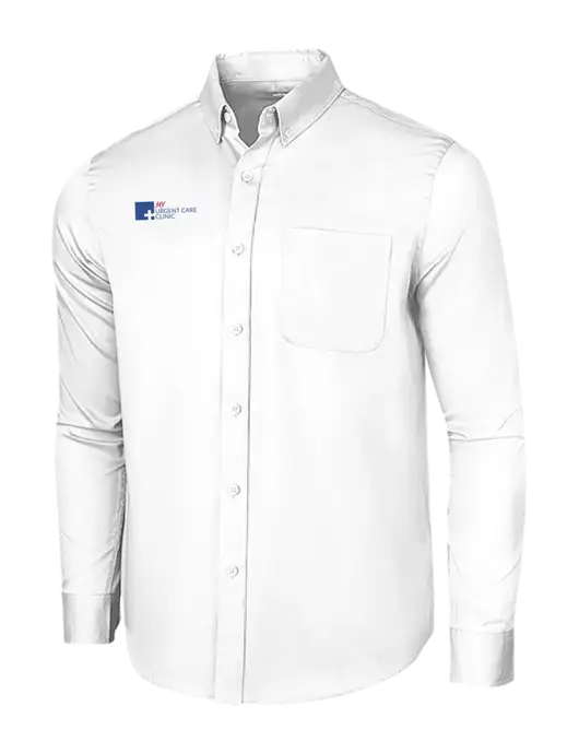 Long Sleeve White Superpro React Twill Shirt w/My Urgent Care Logo
