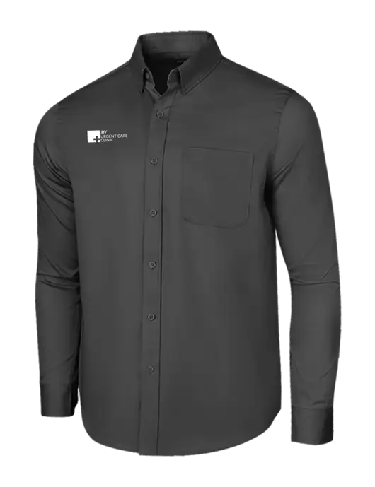 Long Sleeve Dark Grey Superpro React Twill Shirt w/My Urgent Care Logo