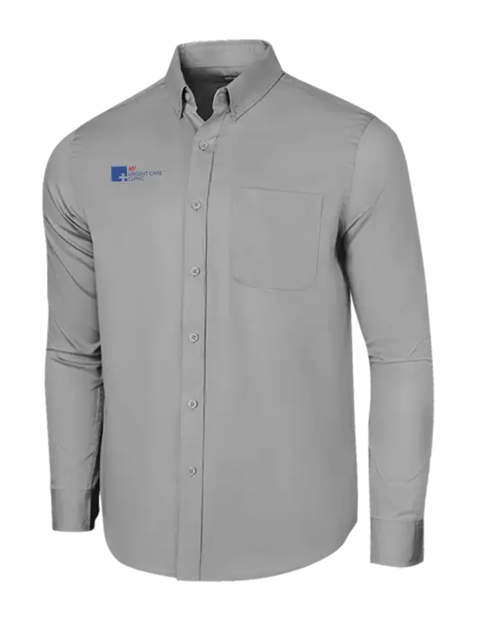Long Sleeve Light Grey Superpro React Twill Shirt w/My Urgent Care Logo