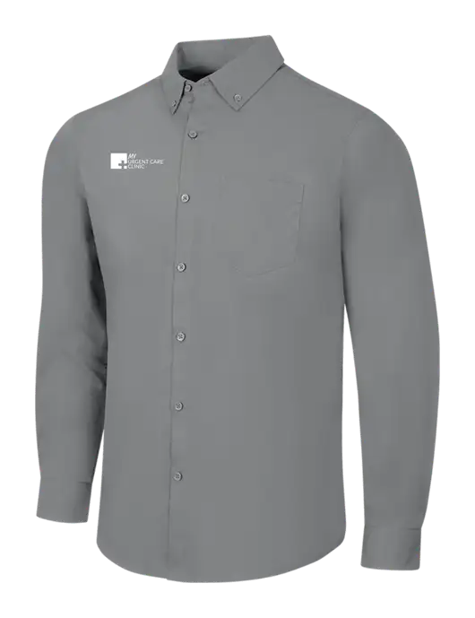 Medium Grey Long Sleeve Carefree Poplin Shirt w/My Urgent Care Logo