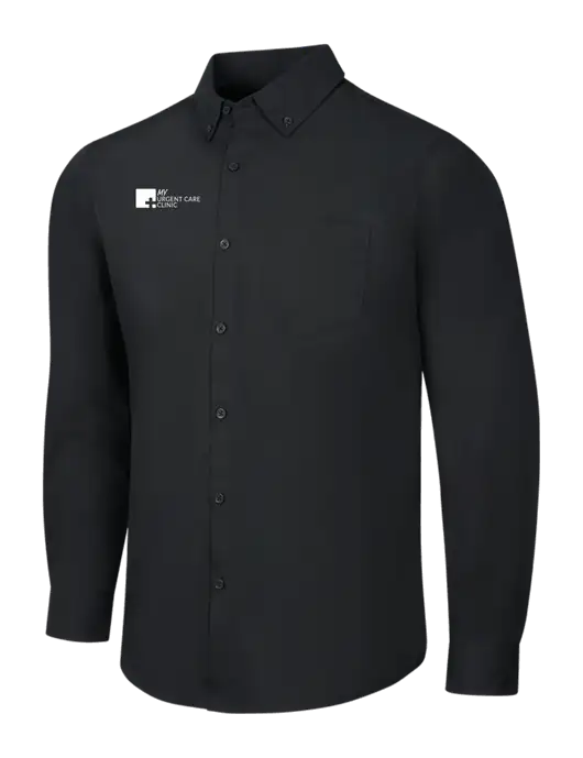 Black Long Sleeve Carefree Poplin Shirt w/My Urgent Care Logo