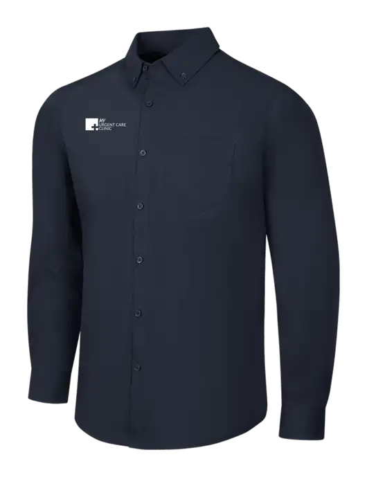 Navy Long Sleeve Carefree Poplin Shirt w/My Urgent Care Logo