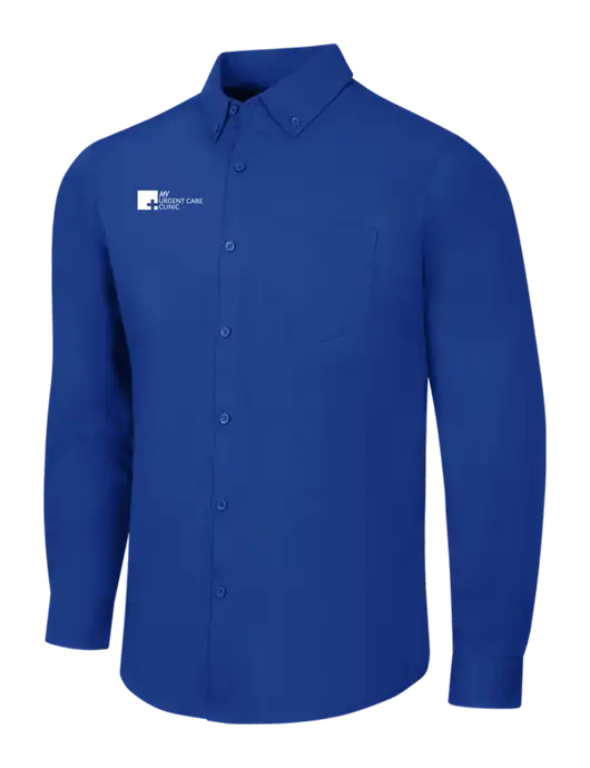 Dark Royal Long Sleeve Carefree Poplin Shirt w/My Urgent Care Logo