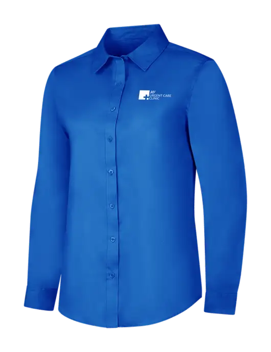 Womens Long Sleeve Royal Blue Superpro React Twill Shirt w/My Urgent Care Logo