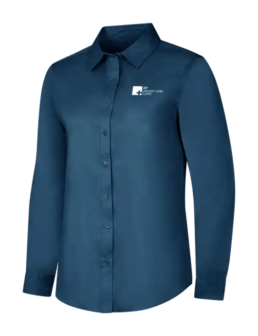 Light Navy Womens Long Sleeve Superpro React Twill Shirt w/My Urgent Care Logo
