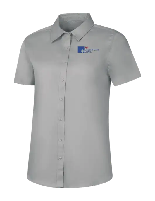Womens Light Grey Short Sleeve Superpro React Twill Shirt w/My Urgent Care Logo