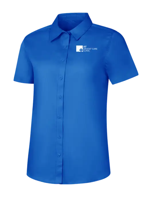 Womens Short Sleeve Royal Blue Superpro React Twill Shirt w/My Urgent Care Logo