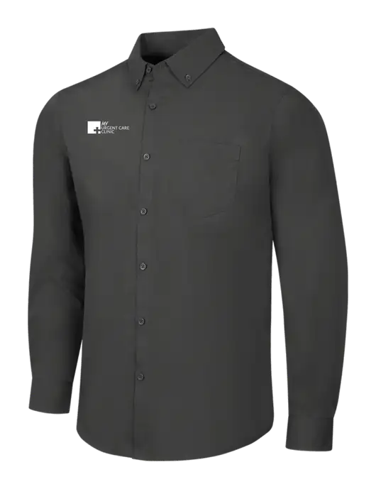 Dark Grey Long Sleeve Carefree Poplin Shirt w/My Urgent Care Logo