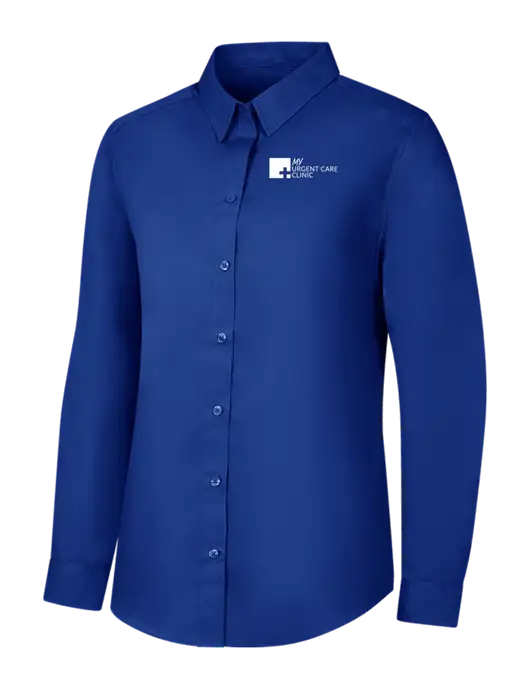Womens Royal Long Sleeve Carefree Poplin Shirt w/My Urgent Care Logo
