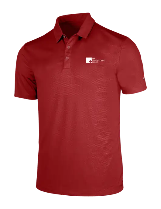 NIKE Red Dri-Fit Embossed Tri-Blade Polo w/My Urgent Care Logo
