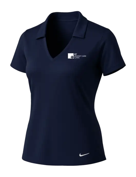 NIKE Dark Navy Womens Dri-Fit Vertical Mesh Polo w/My Urgent Care Logo