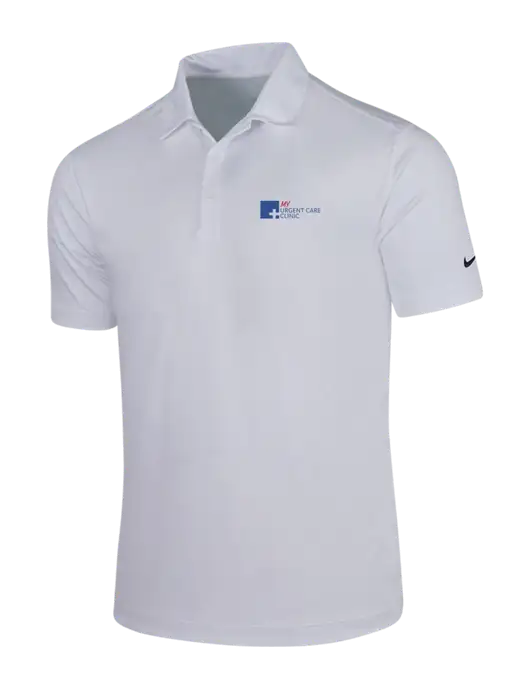 NIKE White Dri-Fit Vertical Mesh Polo w/My Urgent Care Logo