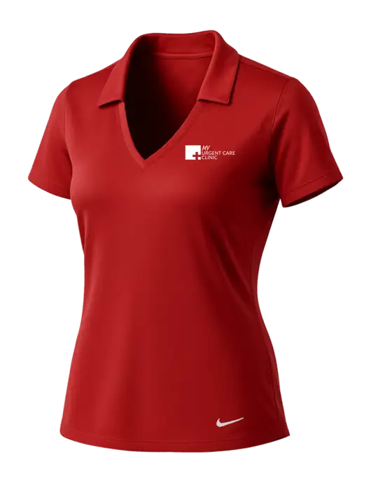 NIKE Red Womens Dri-Fit Vertical Mesh Polo w/My Urgent Care Logo
