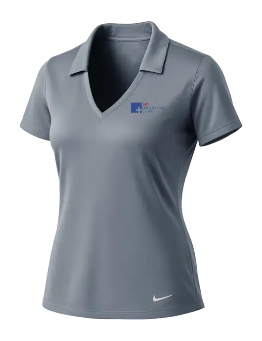 NIKE Medium Grey Womens Dri-Fit Vertical Mesh Polo w/My Urgent Care Logo