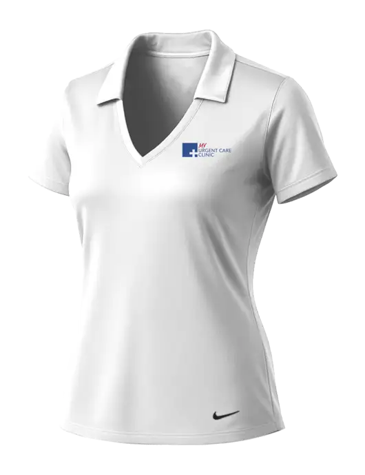 NIKE White Womens Dri-Fit Vertical Mesh Polo w/My Urgent Care Logo