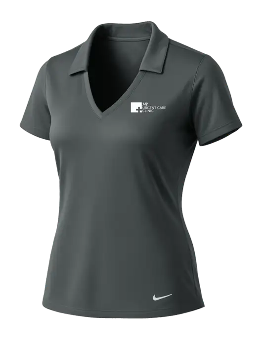 NIKE Dark Grey Womens Dri-Fit Vertical Mesh Polo w/My Urgent Care Logo