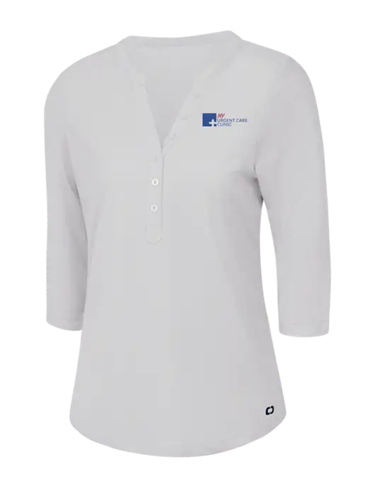 OGIO Bright White Jewel Henley w/My Urgent Care Logo