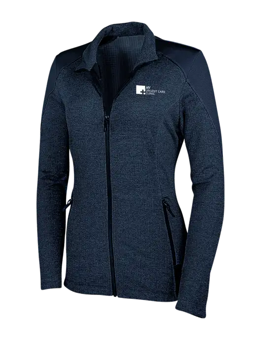 Navy Womens Grid Fleece Jacket w/My Urgent Care Logo
