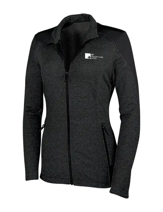 Womens Black Grid Fleece Jacket w/My Urgent Care Logo