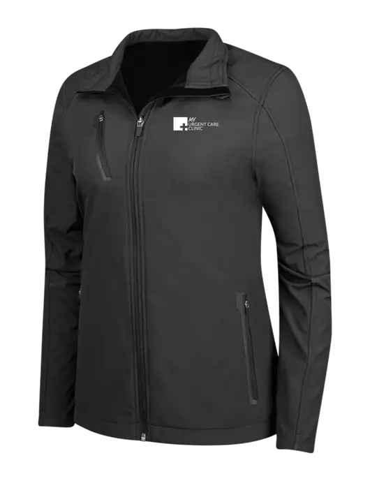 Black Womens Welded Softshell Jacket w/My Urgent Care Logo