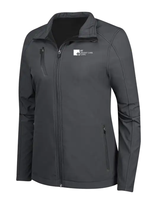 Dark Grey Womens Welded Softshell Jacket w/My Urgent Care Logo
