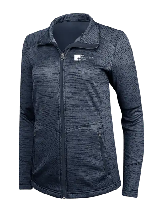 Navy Womens Digi Stripe Fleece Jacket w/My Urgent Care Logo