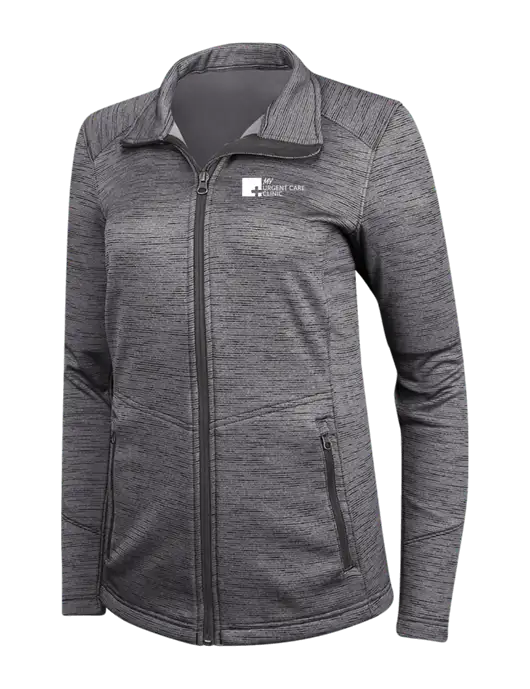 Womens Dark Grey Digi Stripe Fleece Jacket w/My Urgent Care Logo