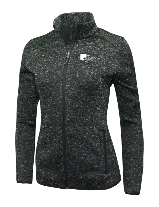 Black Heather Womens Sweater Fleece Jacket w/My Urgent Care Logo