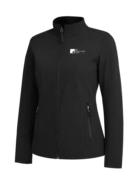 Black Womens Core Soft Shell Jacket w/My Urgent Care Logo