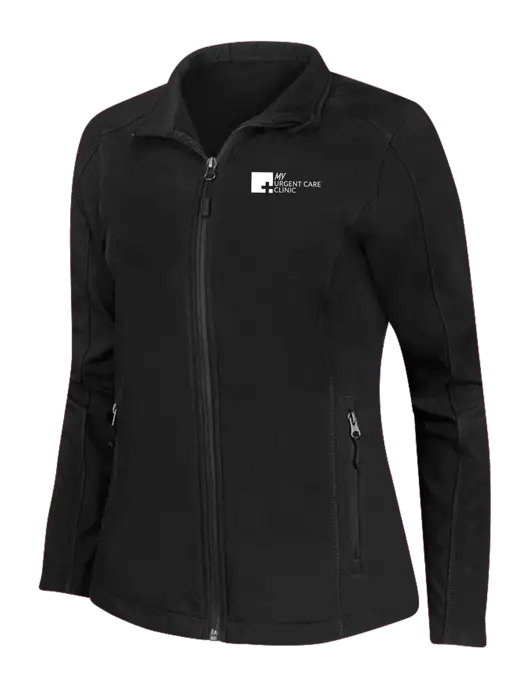 Black Womens Core Soft Shell Jacket w/My Urgent Care Logo