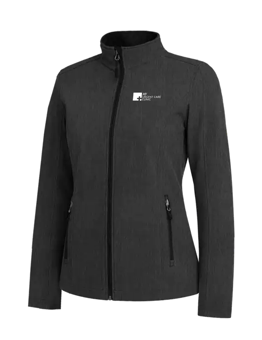 Black Charcoal Heather Womens Core Soft Shell Jacket w/My Urgent Care Logo